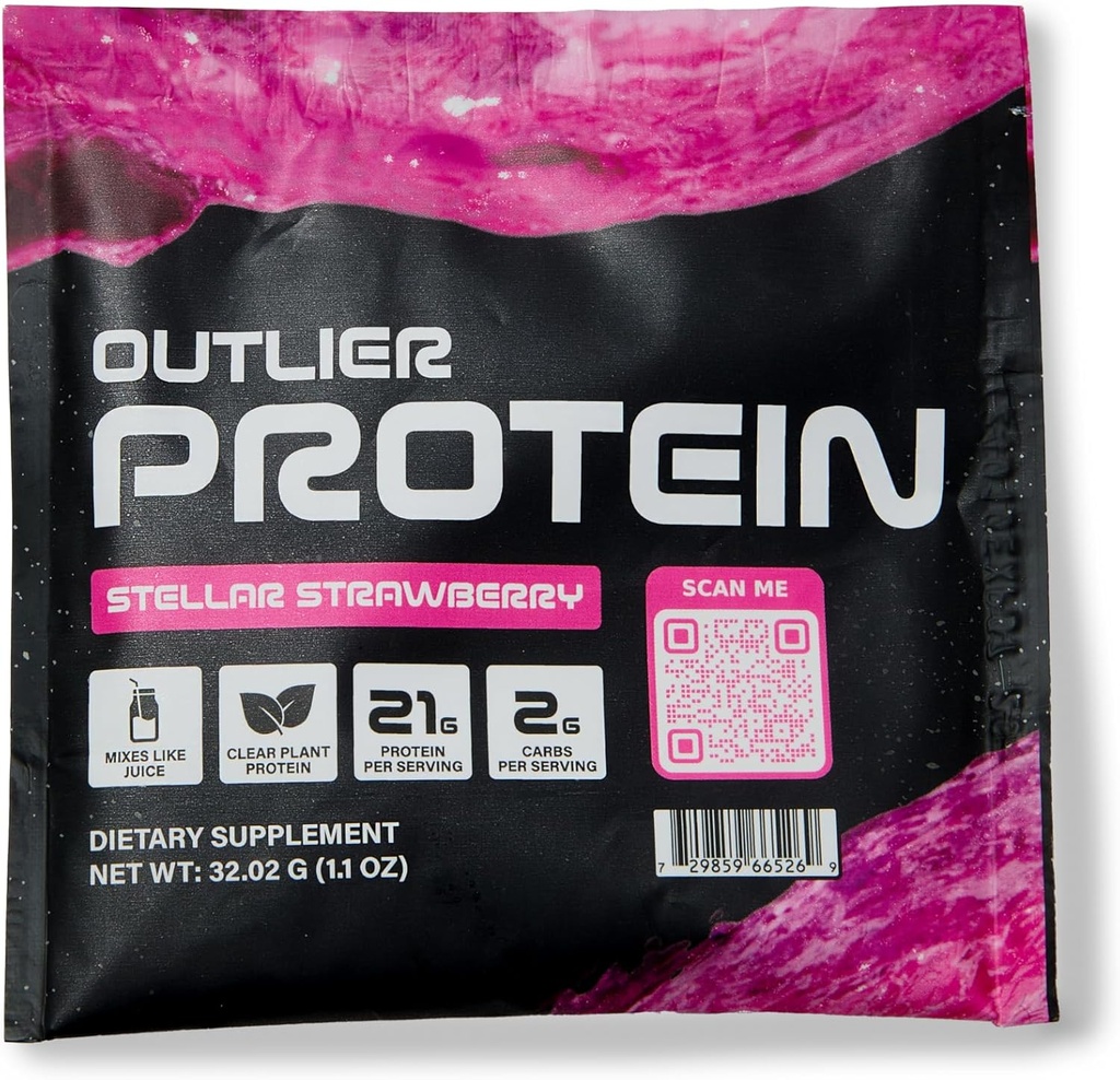 Pflanzenbasierte klare Protein Erdbeere - Vegetarisch & Vegan - Einfach zu digest, Glutenfrei, Zuckerfrei, Molkefrei, Sojafrei (25 Single-Serving Packets, Erdbeere)
