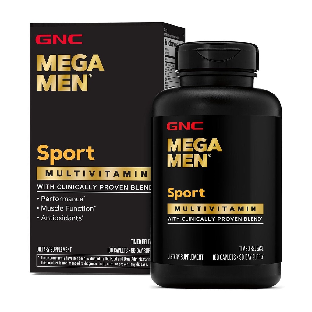 Mega Men Sport Multivitamin Caplets, Atletica Prestazioni Nutrizione, Funzione Muscolare, clinicamente dimostrato di sentirsi meglio, Antiossidanti, Vitamine B, Produzione Energetica, Timed Release, 180 ct