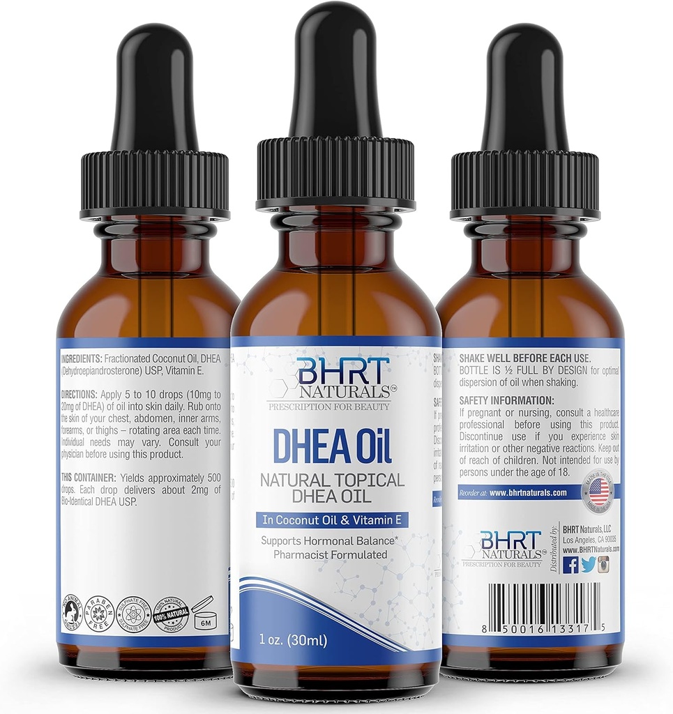 Supplément DHEA Huile topique naturelle - haute concentration DHEA pour les femmes et les hommes - Formule Premium Hormone Balance pour les femmes - soutient l'équilibre hormonal, 1 Fl Oz (paquet de 1)