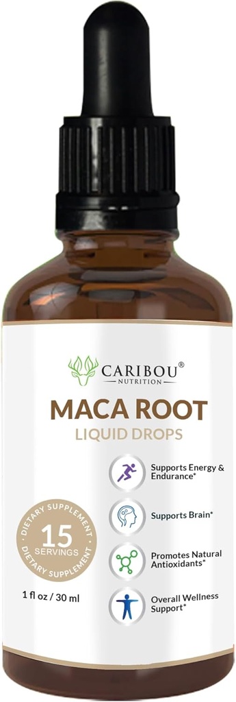 Maca Root Liquid Organic Drops | Maca Root Extract | Maca Supplemento per potenziato Mood & Vitality | Vegan, Non OGM, Gluten & Alcohol Free | 1 Fl Oz