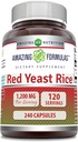 Erstaunliche Formeln Red Yeast Rice 1200mg Pro Servieren 240 Kapseln Ergänzung | Non-GMO | Gluten Free | Made in USA