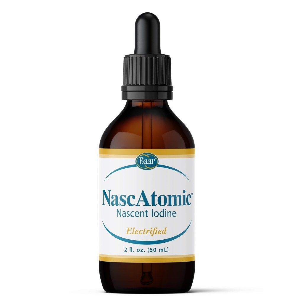 BAAR NascAtomic Electrified Nascent Iodine Liquid Drops, Potente 2% Formula per Energia, Vitalità, Metabolismo Boost, Detox, Supporto Immune, Clarity Mentale & tiroide Health, 2 fl oz (Pack of 1)