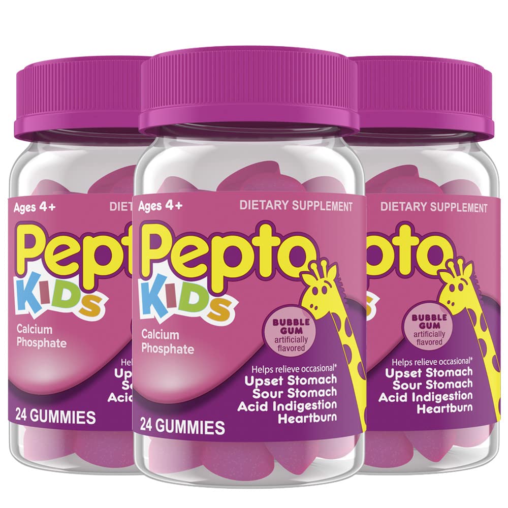 Pepto Kids Gummies, hilft gelegentlich Magenverstimmung, saure Verdauungsstörungen, sauren Magen und Sodbrennen, 72 insgesamt (3 Packungen von 24)