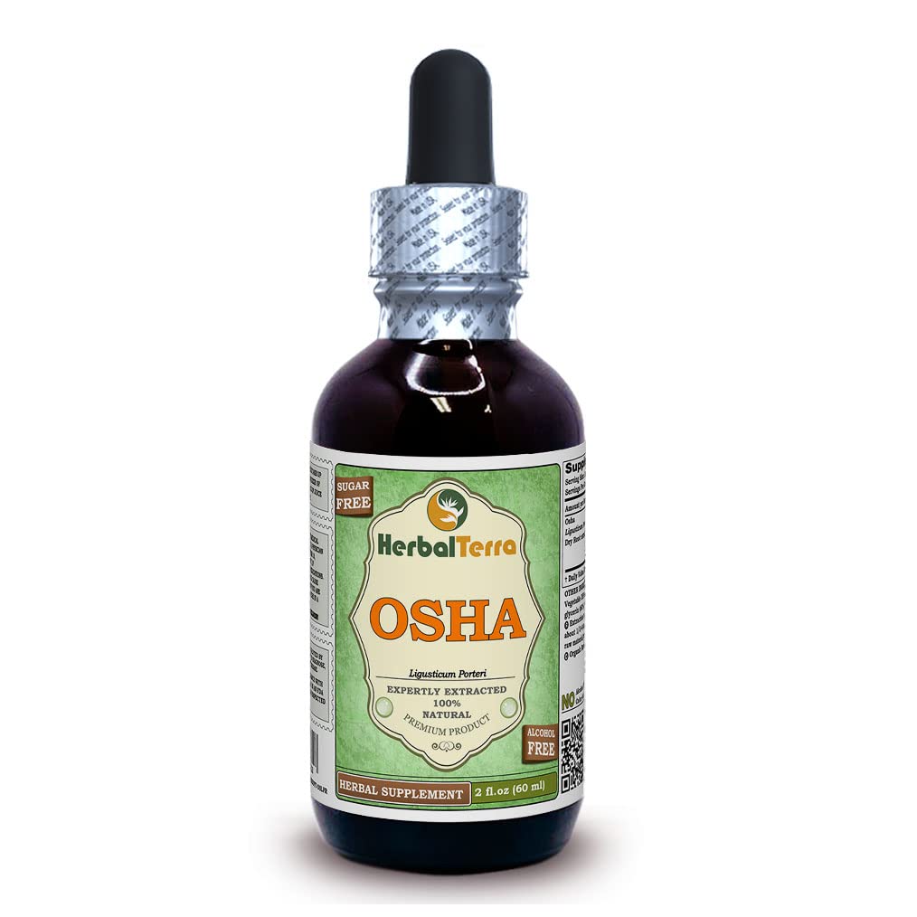 Herbal Terra LLC OSHA (Ligusticum Porteri) Glycerit, Getrocknete Wurzeln Alkoholfreier Flüssigextrakt 2 oz