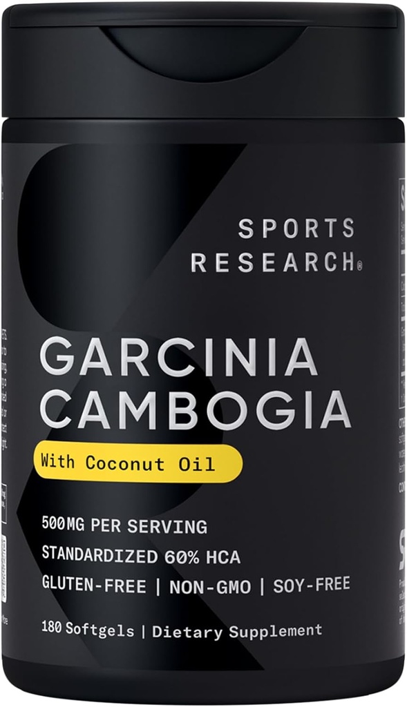 Recherche sportive Garcinia Cambogia Extract (60% HCA) avec huile de noix de coco bio extra vierge.