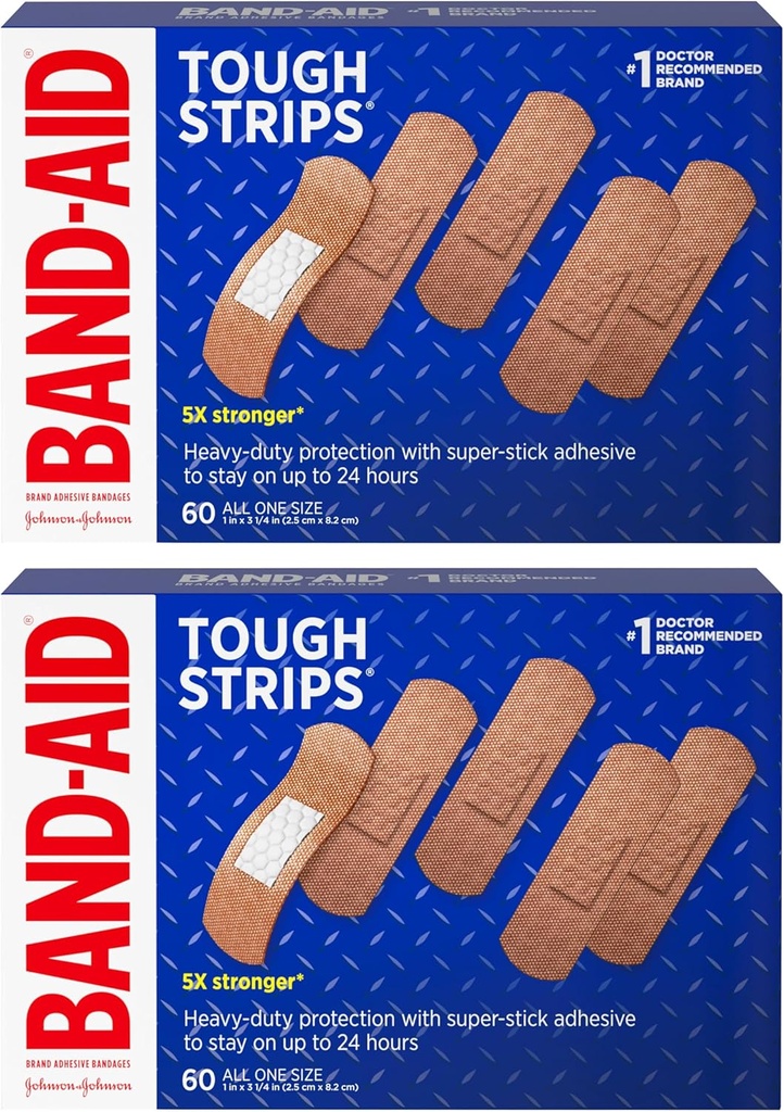Band-Aid Ditta Tough Strips Adesive Bandages per la cura del tessuto, Protezione durevole per tagli minori e graffi, Tutte le dimensioni, 2 Pack