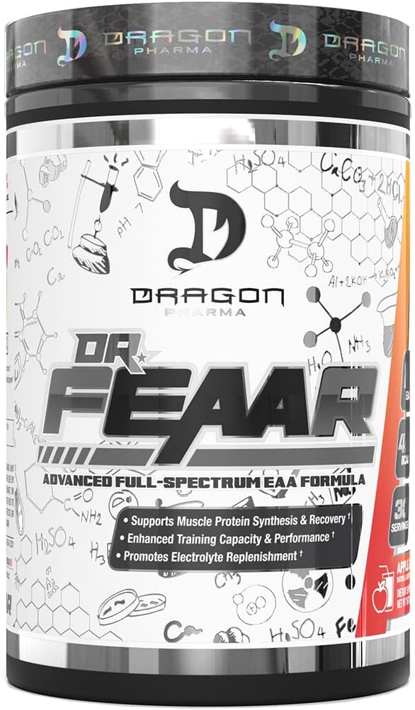 DRAGON PHARMA Dr. FEAAR® Advanced Full-Spectrum EAA Matrix, unterstützt Muskelproteinsynthese und Erholung, verbesserte Trainingskapazität und Leistung (30 Portionen, Apfelsaft)