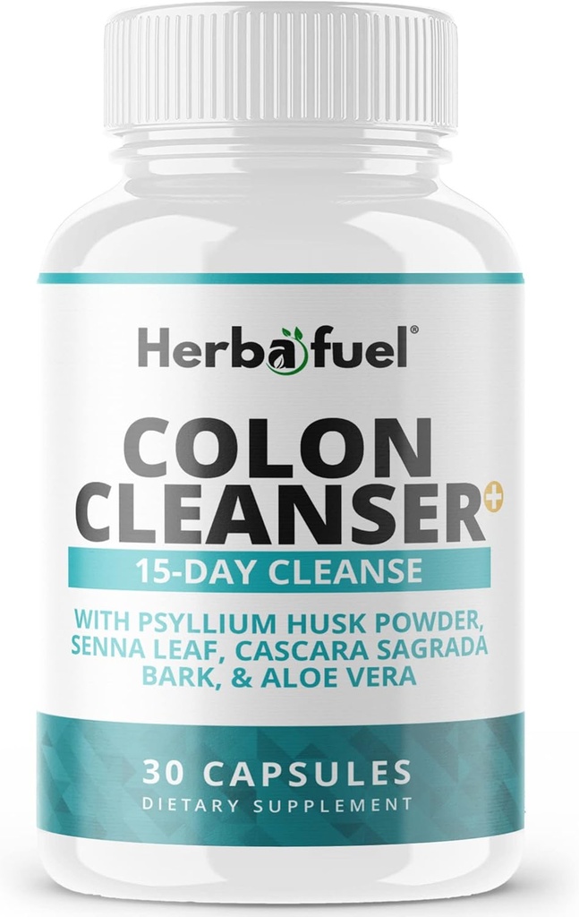 Pulire il colon - Supporta Detox, Gut Health, & Bloating Relief - Contiene erbe, fibre e probiotici - Formula di pulizia avanzata con Psyllium Husk Powder, Non-GMO, 30 capsule
