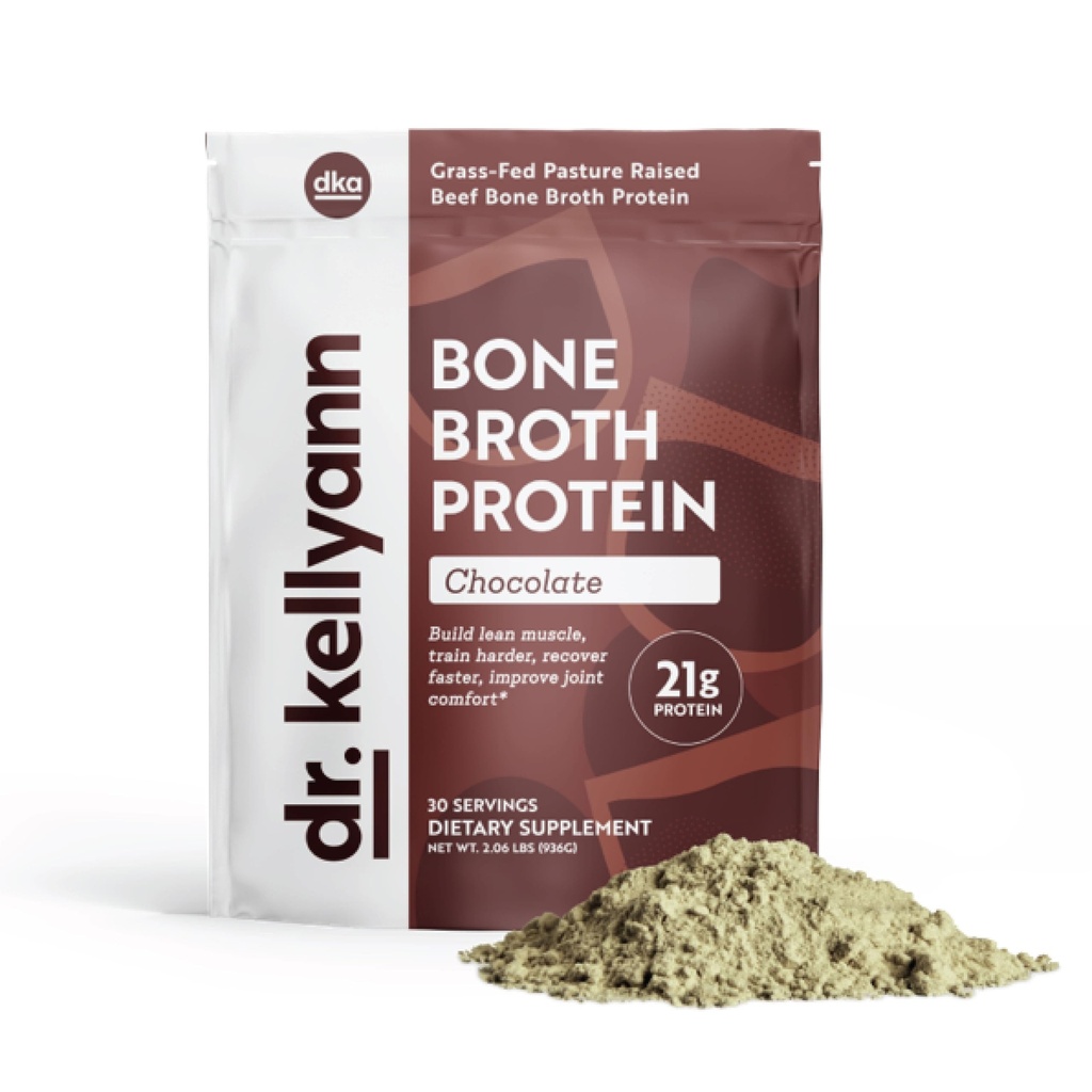 Dr. Kellyann Keto Bone Broth Protein Powder Chocolate - Protein 21g, 2g Net Carbs - Grass Fed Hydrolyzed Collagen - Zucker, Gluten und Dairy Free, Paleo, Keto Protein Shakes (30 Portionen)