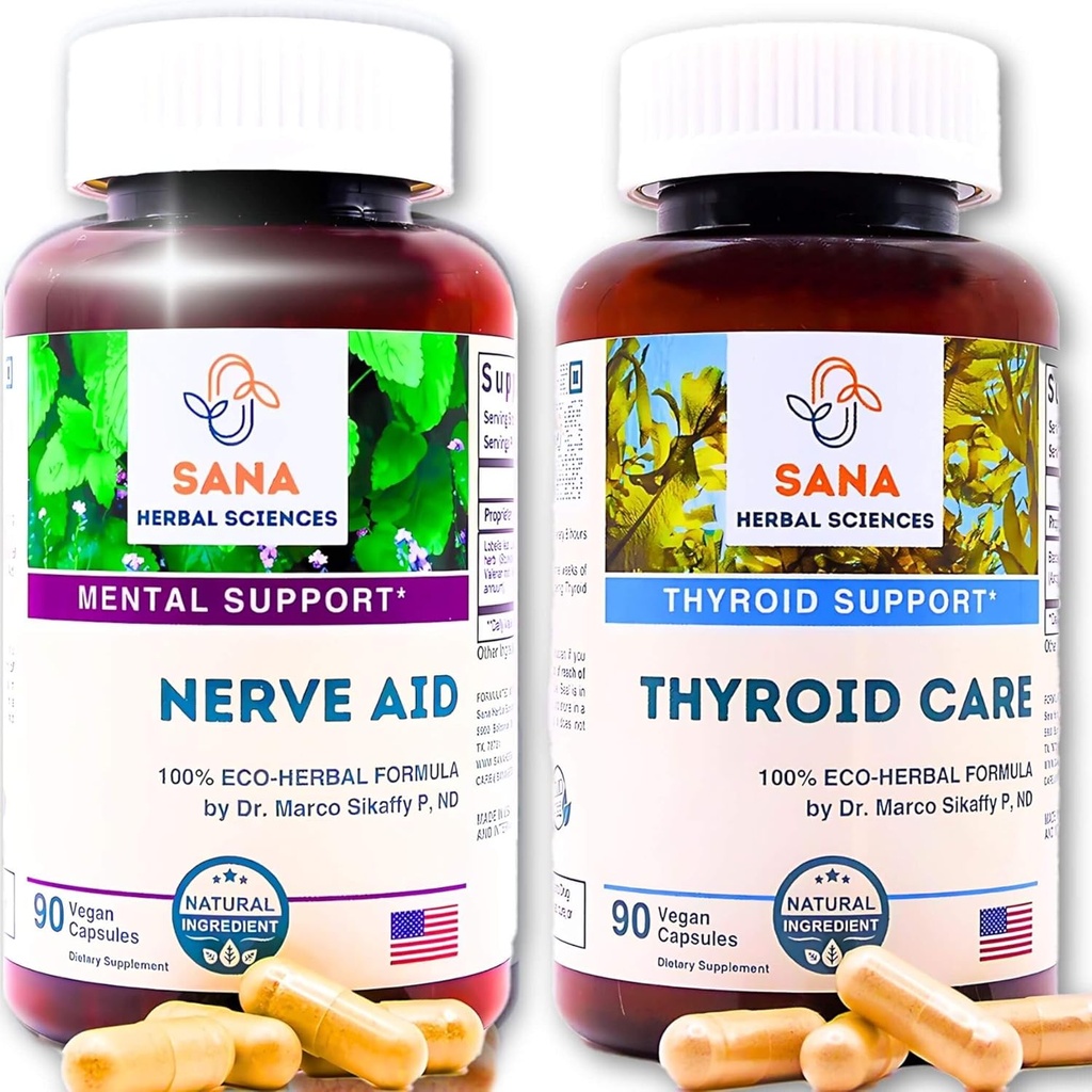 Natürliche Schlafhilfe & Schilddrüse Erneuerung | 9 Bio Kräuter & Seaweed | mit Valerian Root, Schilddrüsenunterstützung und Hormongleichgewicht mit Kelp | 1350 mg pro Servieren | von Sana Herbal