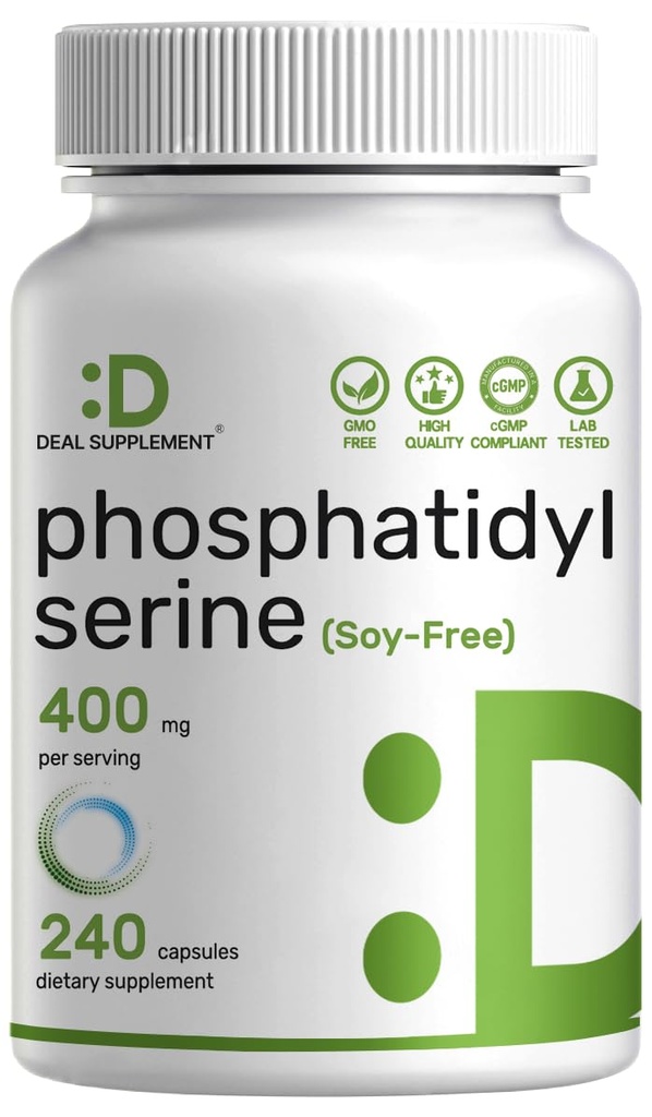 Phosphatidylserine Supplement, 400mg Servieren, 240 Kapseln – Soy Free Sunflower Lecithin Source
