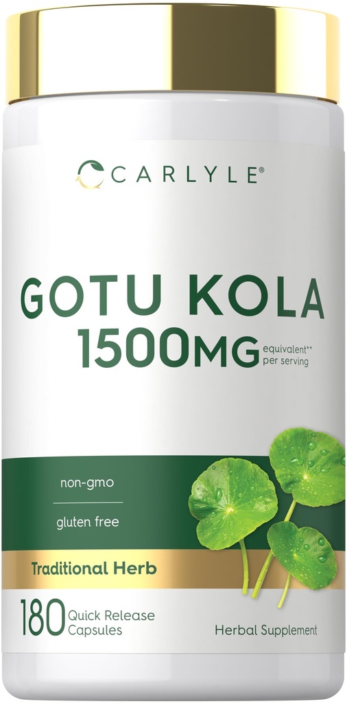 Carlyle Gotu Kola Capsule 1500mg | 180 Count | Non OGM, Gluten Free | Estratto di erbe tradizionali