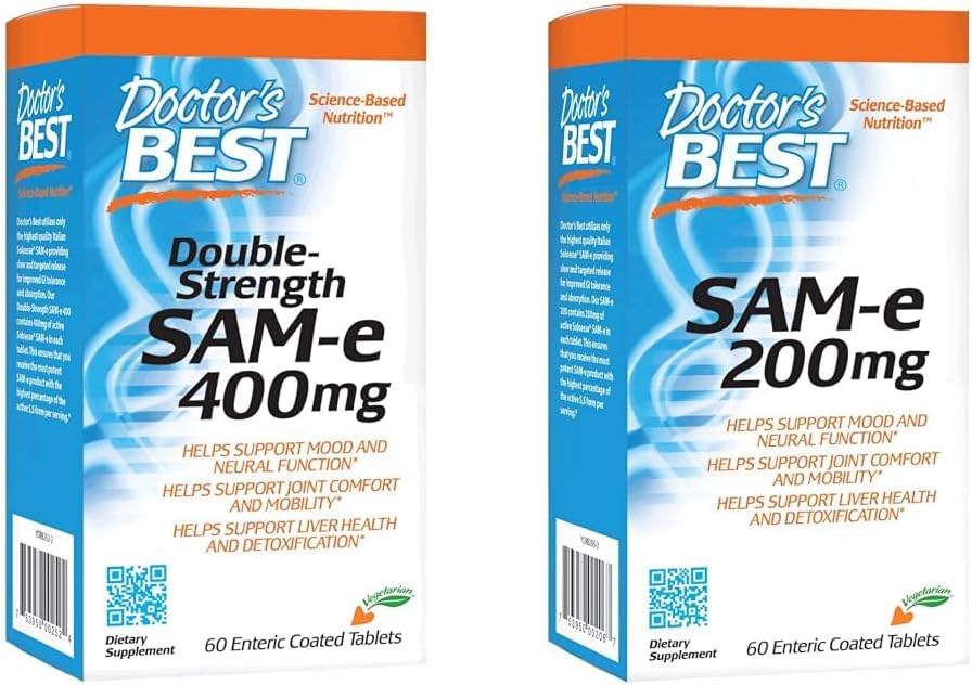 MIGLIOR SAM-e 400 mg, Vegan, Gluten Free, Soy Free, Mood e Joint Support, 60 Enteric Coated & SAM-e Mood & Joint Support & Liver Health (Pharmaceutical Grade/Non-GMO/Gluten Free