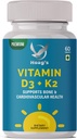 Vitamine K2 (MK7) avec supplément D3 Bone and Heart Health Non-GMO Formula 5000 UI Vitamine D3 & 100 mcg Vitamine K2 MK-7 Complexe Vitamine D & K facile à avaler, 60 comprimés