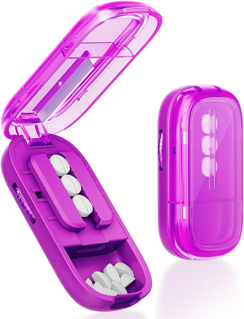 Pillola per Pillole multiple, Splitter Pillola Regolabile, Spaccatrice per Pillole per Pillole Piccole e Piccoli Pillole, Pillole per Pillole Piccole o Grandi Pillole con Lama Affilata- Viola
