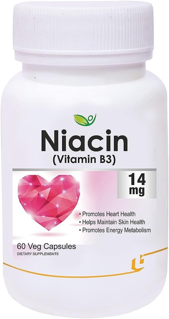 Nutraceuticals Niacin 14mg Vitamina B3 con Integratore Inositol 50mg - 60 capsule di veg