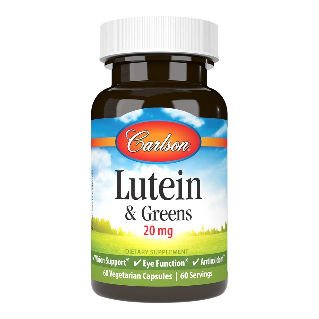 Carlson - Lutein & Greens, 20 mg, Vision Support & Eye Function, Antioxidant, 60 vegetarische Kapseln