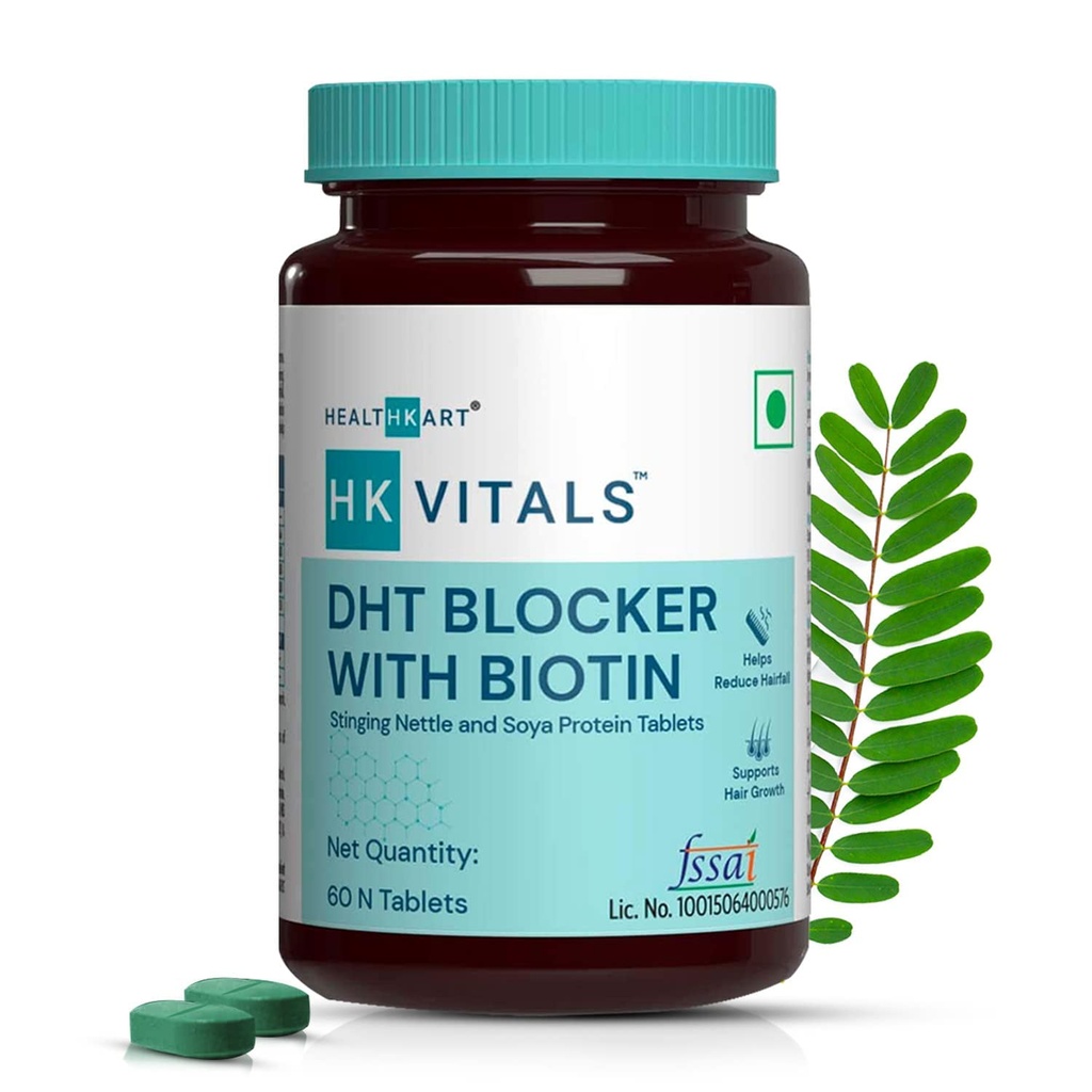 HK Vitals DHT Blocker mit Biotin, Sting Nettle und SOYA Protein, hilft Haarausfall zu reduzieren, stimuliert Haarwachstum, 60 Tabletten