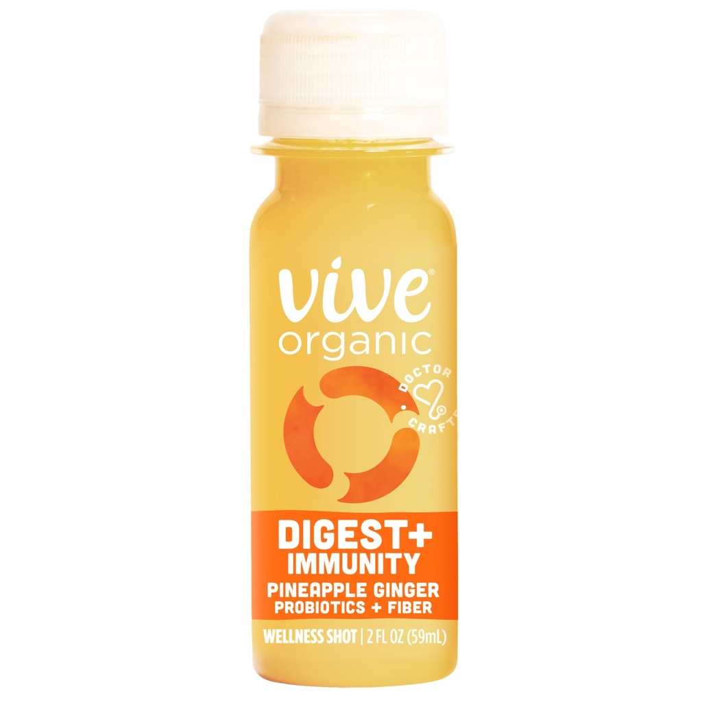 Vive Organic Digest + Immunität Ananas Ginger Wellness Shot, 2 fl oz Bottle
