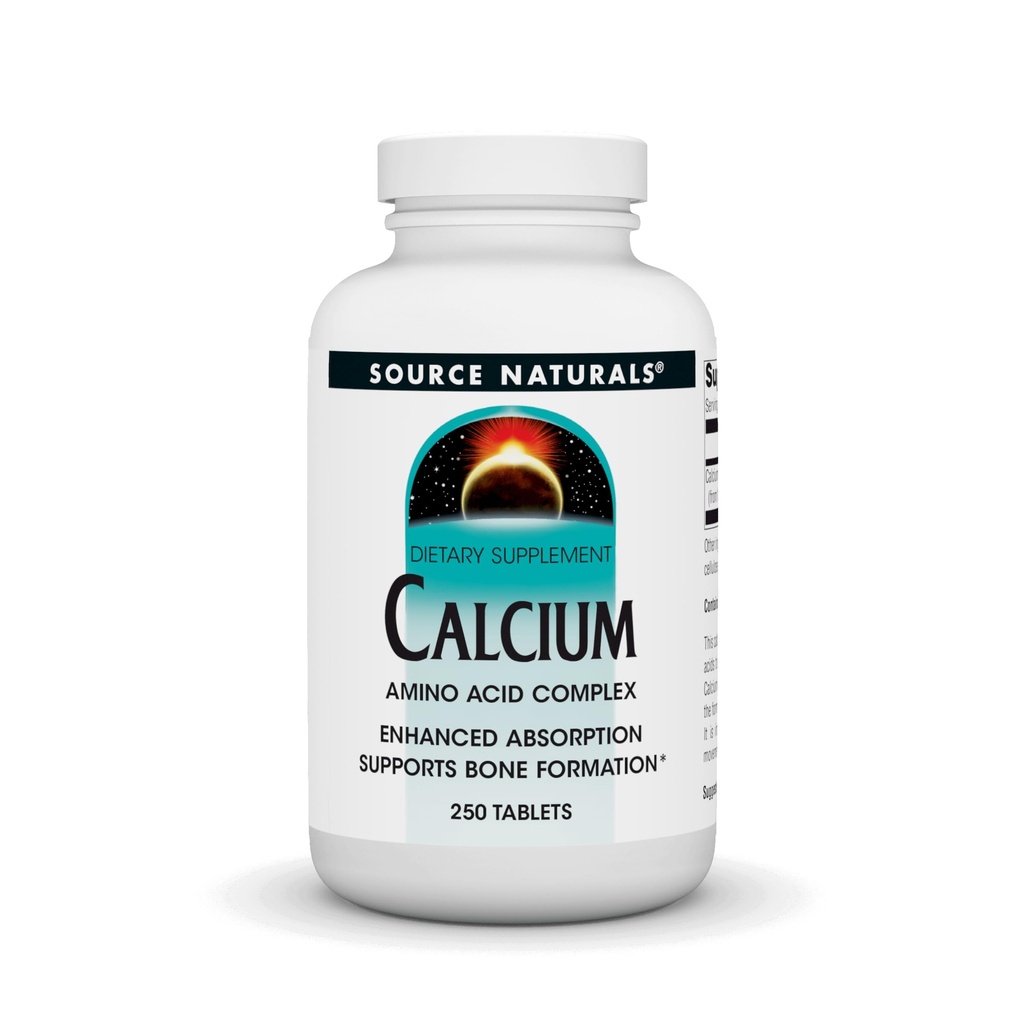 Fonte Naturals Calcium, Aminoacido Complesso - Assorbimento potenziato & Supporta la formazione di ossa* - 250 compresse