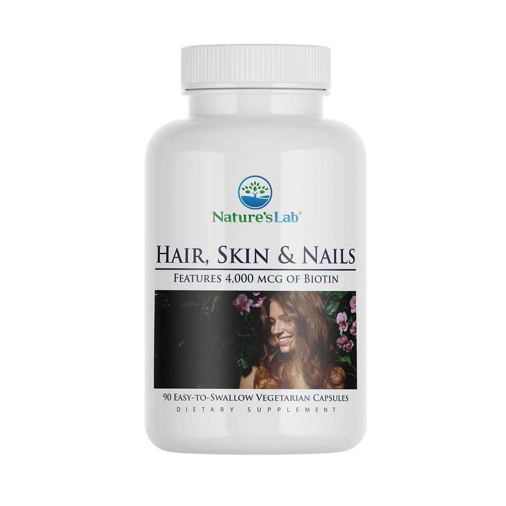 La peau et les ongles des cheveux de laboratoire de la nature - Biotin, BCAA, MSM, complexe vitaminique - 90 Ct (90 jours d'approvisionnement)