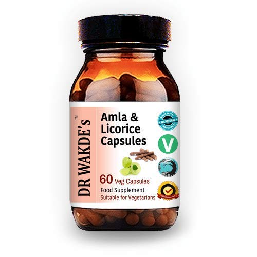 DR WAKDE's Amla & Licorice Capsule (60 tappi di veg, per l'indigestione acida, supplemento ayurvedico, Vegan, erbe, tutto naturale, Made in UK)