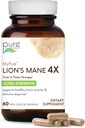 PURE ESSENCE LABS MyPure Lion's Mane 4X - Ultra Strength Brain Support Supplement mit 6:1 Hot Water Extract & 10:1 Extrakt für kognitive Gesundheit, Fokus, Memory & Mental Clarity, 60 Kapseln