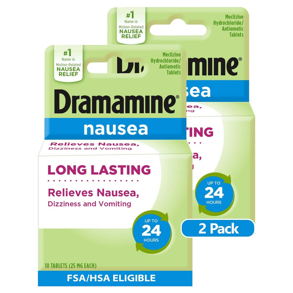 Dramamine Nausées Longue durée, Relief Nausées, 10 comtes (paquet de 2)