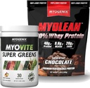Myogenix Myovite Supergreens Powder & Myolean Chocolate Whey Protein Bundle – Verdauung, Immunität & 40g High-Protein Whey – Unterstützung Gut Gesundheit, Muskelwachstum & Erholung