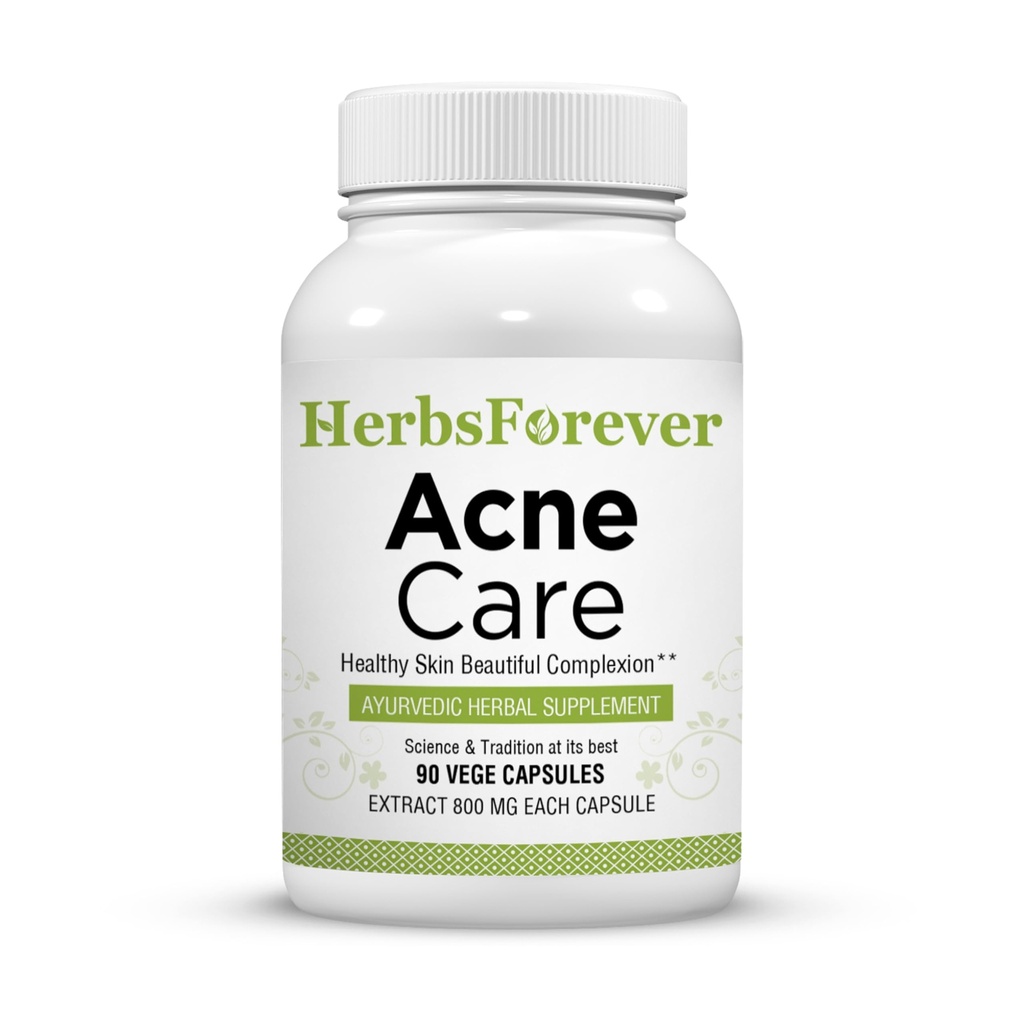 HerbsForever Acne Care ACNIL | Integratore naturale di erbe per la pelle chiara, la complessazione sana | Control Face Pimples & Oil Balance | 90 Veg Capsules, 800mg ogni | Formula Ayurvedic
