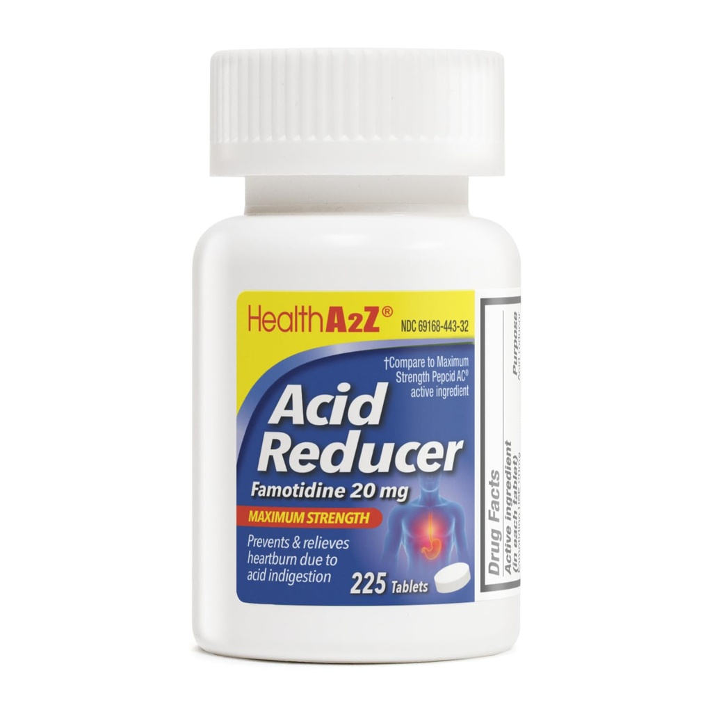 HealthA2Z® Säure Reducer | Famotidin 20mg | Maximale Festigkeit | Entlastung von Herz verbrannt durch Säure Verdauung (225 Tabletten (Pack von 1))