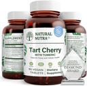 Natürliche Nutra Tart Kirschen Extrakt mit Kurkuma, hilft Muskeln Soreness zu reduzieren, unterstützt Immunsystem, fördert Gelenkgesundheit, verbessert Schlafqualität, Vegan, Vegetarisch, Glutenfrei, 60 Tabletten