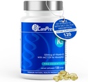 CanPrev K2 120mcg con olio di cocco organico, 120 Softgels 120-Day Supply - Assorbimento potenziato per il sostegno ottimale di ossa e denti, alta potenza vitamina K2 per mantenere le ossa forti e denti