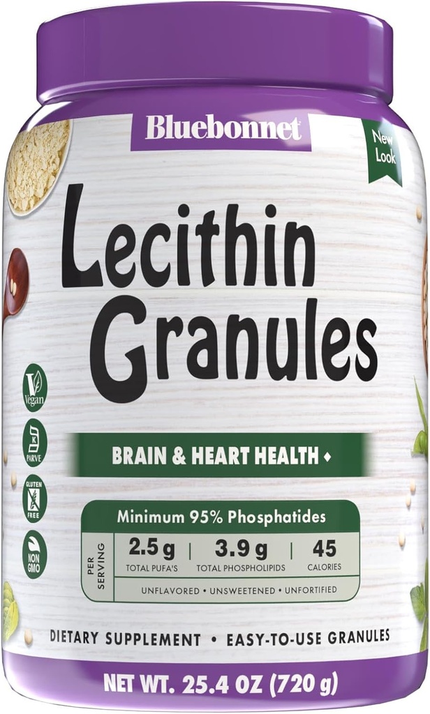 Bluebonnet Nutrition Super Earth Lecithin Granules, abgeleitet von Non-GMO Soy, Gluten-Free, Non-GMO, Vegan, Kosher Certified, No Sugar Hinzugefügt, 25.4 oz, 96 Servierungen