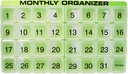 31 Fächer, 1 pro Tag, 4 Wochen Monatliche Pille Organizer von Promed. Enthält Tray und 8 abnehmbare Fächer. (Green)