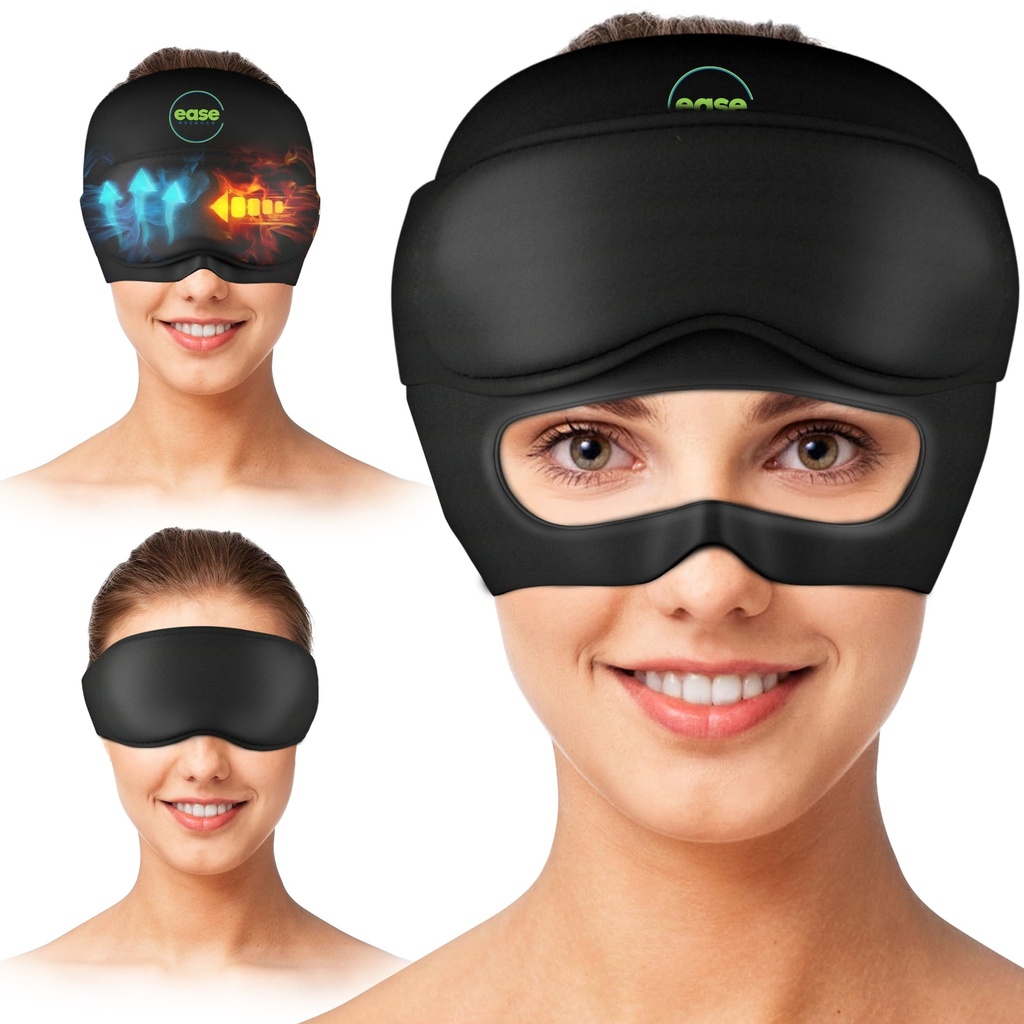 Migraine Relief Cap - 2 in 1 Soothing Headache Relief Cap con Detachable Eye Mask 20% Extra Gel - Headache Hat per Migraine - Cold Ice Head Wrap Prodotti per Stress, Tension, Hangover & Puffy Eyes