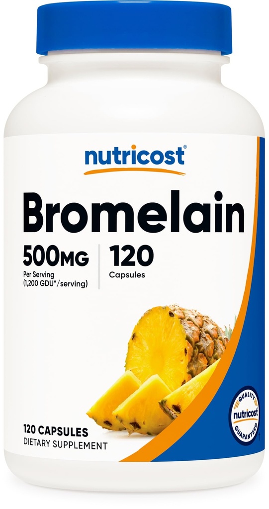 Nutricost Bromelain 500mg, 120 Vegetarian Capsules - Bromelain (1200 GDU), Non-GMO, Gluten Free