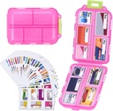1 Pack 10 GRIDS Travel Pill Organizer Box mit 189 Labels - Travel Medicine Case Kit - Pocket Daily Pharmacy Container - Travel Medication Holder Dispenser für Fish Oil Vitamin Supplement Storage