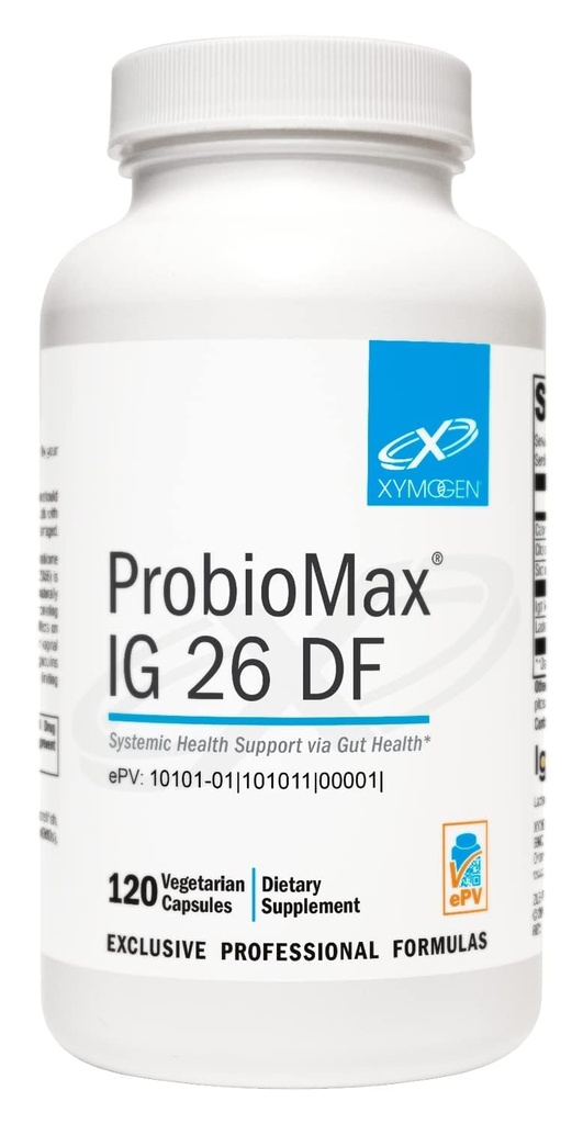 XYMOGEN ProbioMax IG 26 - Bacillus coagulans Probiotique à base de spores, Immunoglobulines + IgY Max oeuf hyperimmunisé - favorise la santé immunitaire et intestinale - anciennement ProbioMax IG 26 DF (120 capsules)