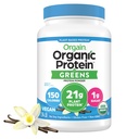 Orgain Organic Vegan Protein Powder + Greens, Vanilla Bean - 21g Plant Based Protein, Gluten Free, Dairy Free, Lactose Free, Soy Free, No Sugar Aggiunto, With Iron & Prebiotics for Gut Health - 1.94lb