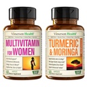 Vimerson Salute Multivitaminico femminile & Moringa Turmerico Supplemento per Supporto Immune, Energia, Mood, Capelli, Pelle, Unghie, Giunti e Digestione.