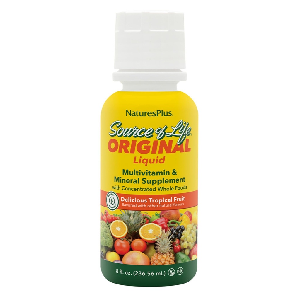 Natures Plus Quelle von Life Liquid, Tropical Fruit - 8 fl oz - Multivitamin & Mineral Supplement - Glutenfrei, Vegetarier - 8 Servierungen