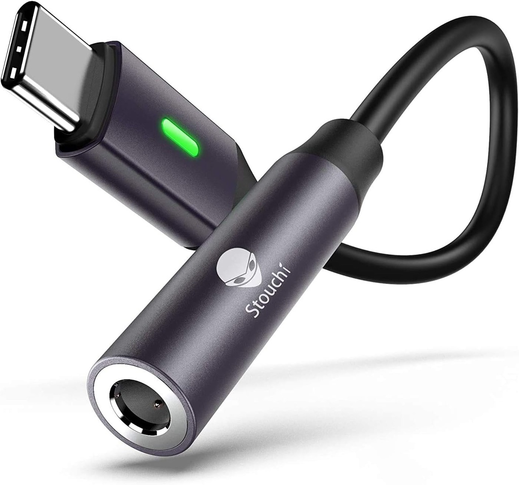 Stouchi USB C à 3.5mm Dongle Adaptateur, USB C à 3.5mm casque Jack Hi-Fi DAC Compatible avec iPhone 15 Pixel 8 7/6a/6/5, iPad Mini 6, Samsung Galaxy S22/S21/S20 Plus Ultra, Note 20/10- Gris