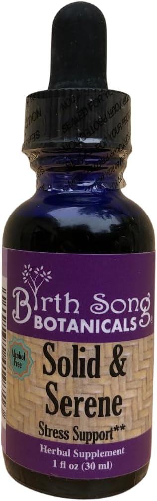 Geburt Song Botanicals Solid & Serene Kräuter Stress und Stimmung Unterstützung Tincture – Kamille, Passionflower, Valerian Liquid Drops für Stress Support – Non-Habit Forming Natural Supplement