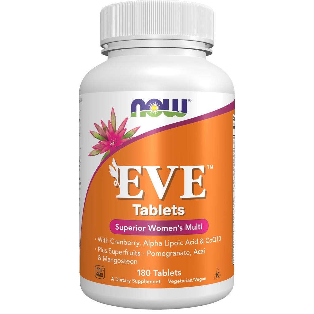 JETZT Nahrungsergänzungsmittel, EveTM Frauen Multivitamin mit Cranberry, Alpha Lipoic Acid und CoQ10, plus Superfruits - Granatapfel, Acai & Mangosteen, 180 Tabletten