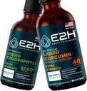 E2H: Flüssiges Chlorophyll und flüssiges Kurkuma | Vegan, Non-GMO - 2 Fl Oz Jeder (4 Fl Oz Gesamt) - Bundle