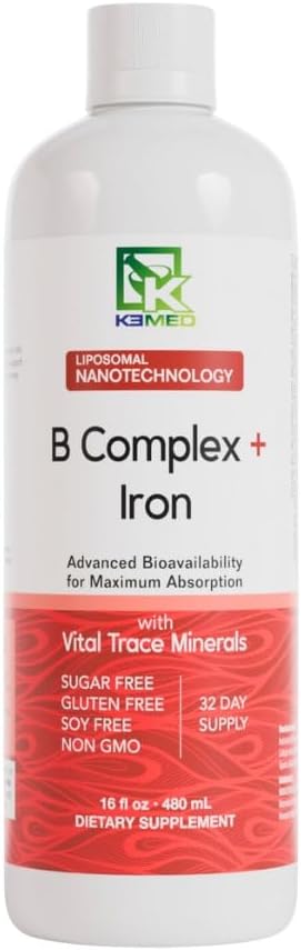 Nanonutrition B Complex + Eisen | Liposomale Nanotechnologie | 100% natürliche Inhaltsstoffe | 16 Fl. Oz. | 32 Servierungen