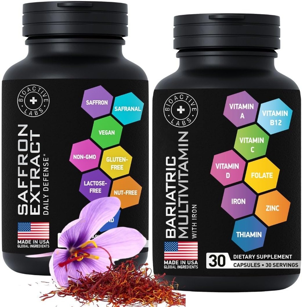 Bariatric Multivitamin mit Eisen und optimiertem Safran - Körper und Geist Bundle