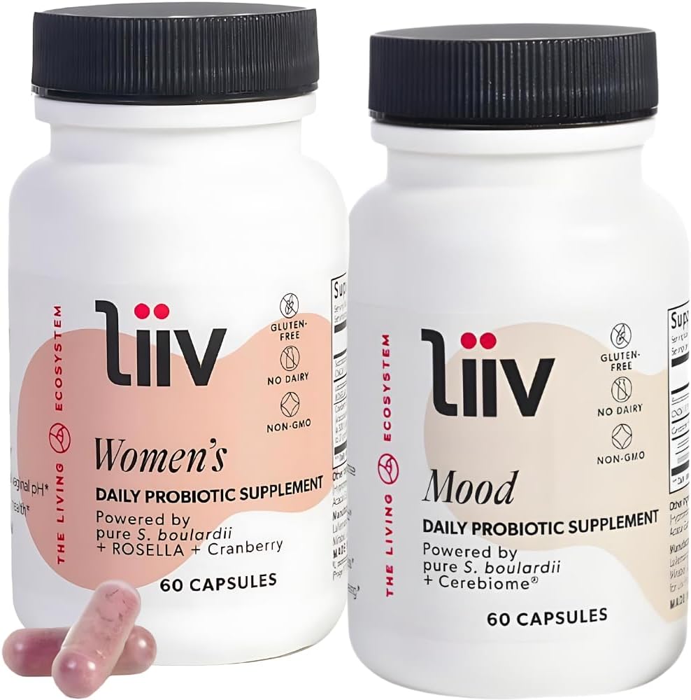 LiiV Mood Boosting Probiotic & Premium Women's Probiotic Bundle, Whole Body Wellness, Supporto Digestive Health Vaginal pH Balance & UT Support