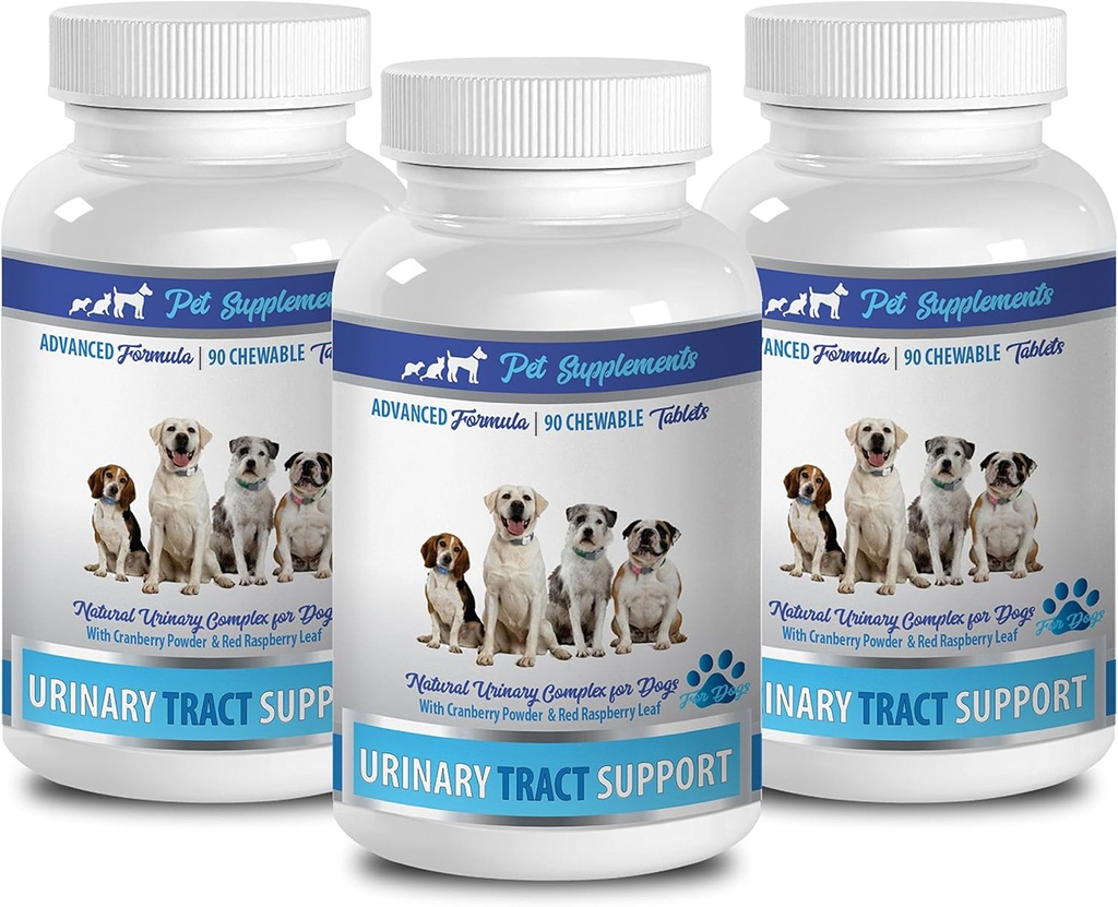 mâcher la vessie des chiens - SOUTIEN AUX TRACTS URINAIRES DES DOGS - SOLUTION DE CANDIDATS NATURAUX - SANTE EN BLANCHE - VETEMENT RECOMMANDÉ - supplément de canneberges pour chiens étonnant - 3 bouteilles (270 traites)
